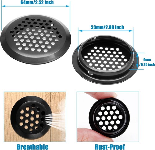 20 Pezzi Prese d'Aria da 2 Pollici (53mm), Ventilazione Circolare Intraffitto in Acciaio Inox, Rete Tonda - Foto 4 di 12
