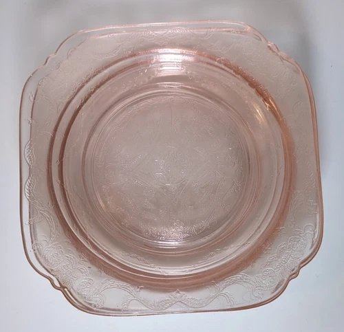 Indiana Glass 7.5" Pastel Pink Salad Plate Set Vintage New W/Box! Depression Era