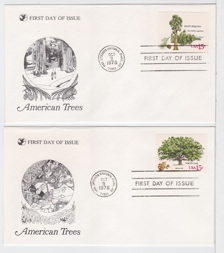 TurtlesTradingPost- American Trees 1978 #1764-67 FDC Readers Digest- 4 Covers - Picture 2 of 3