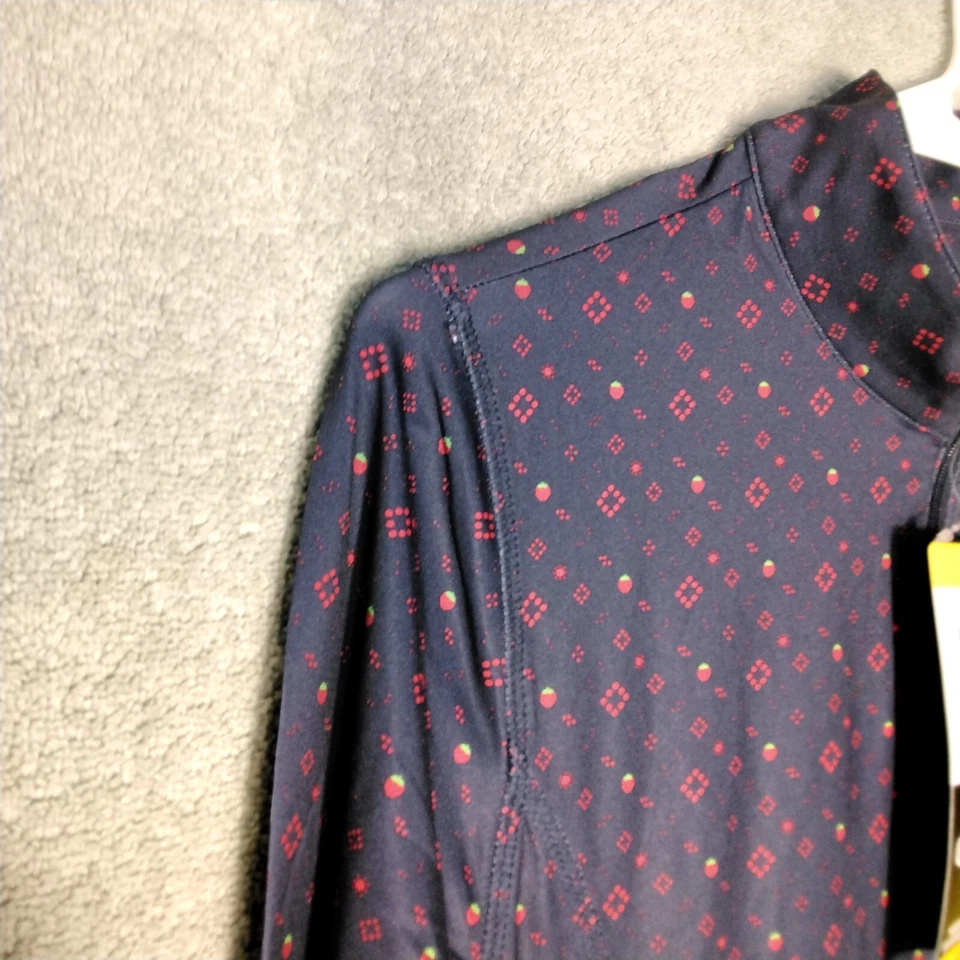 Top polo Callaway Weather para mujer talla S azul marino fresas manga larga cremallera Foto 3 de 4