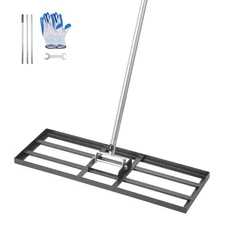 30X10 Lawn Leveling Rake With Adjustable Handle And Carbon Steel Plate