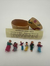 Vintage Guatemalan Worry Dolls Miniature w/ Original Box  Paper Hand Crafted