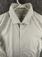 Mizzen Main Leeward Blue White Check Large Trim Fit Stretch USA Made Long Sleeve