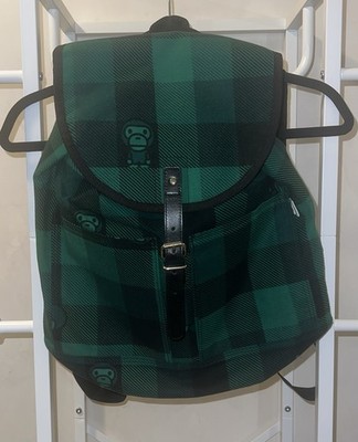 A Bathing Ape Baby Milo Green & Black Plaid Backpack Vintage (NWOT) 