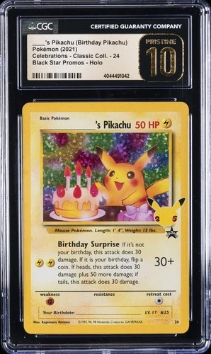 2021 POKEMON CELEBRATIONS CLASSIC COLL #24 BIRTHDAY PIKACHU CGC 10 PRISTINE