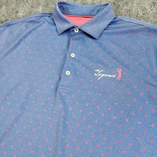 Johnnie O Polo Shirt Men Large Lake Fish All Over Print Performance Stretch Golf