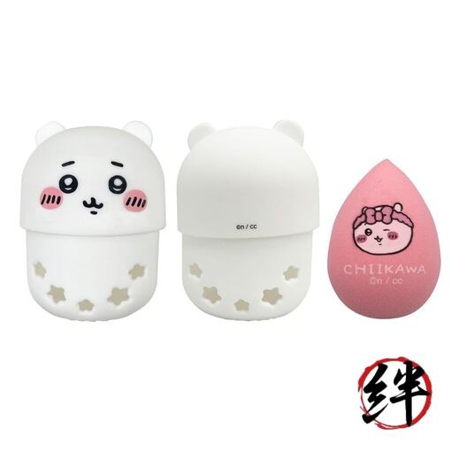 Chiikawa Makeup Sponge - finger puff with ribbon design and storage case