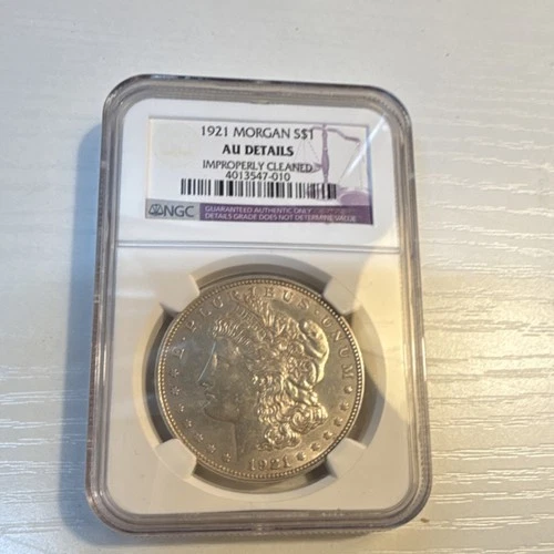 Morgan Dollar 1921 NGC AU Details Silver $1 Improperly Cleaned US Coin