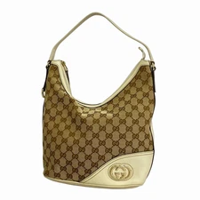 Gucci GG Canvas Shoulder Bag Beige Ivory Gold Hardware 182491 #RC06242
