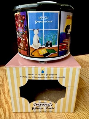 Vtg Rival Cat Theme Potpourri Crock Electric Simmering Cooker 2001/Tested/Works*