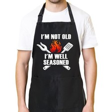 Adjustable BBQ Cooking Baking Kitchen Aprons for Dad Chef with Pockets, Fun