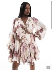 ASOS plus size wrap mini dress w/ balloon sleeves 18