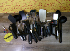 Kitchen Utensils Large Mixed Lot of 26 Black Handles Nylon Plastic Silicone