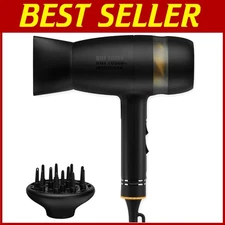 Professional Black Gold Quietair Dryer - 8 Heat Settings, Anti-Frizz Technology