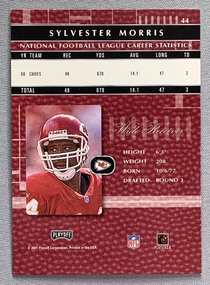 2001 Playoff Absolute Memorabilia #44 Sylvester Morris Kansas City Chiefs - Image 2 of 2