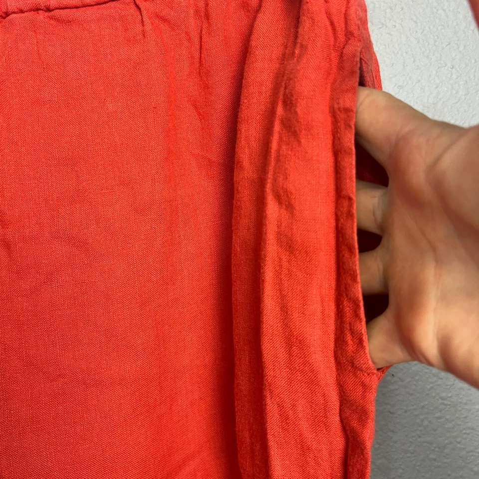 Pantalones deportivos Josephine Chaus de lino coral cordón cintura elástica abuela costera Foto 3 de 4