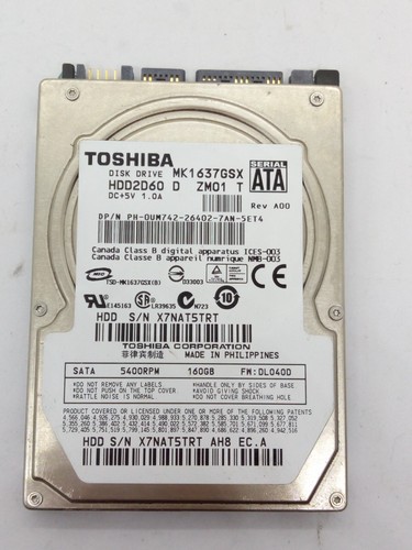 TOSHIBA***MK1637GSX*** 160GB*** SATA HDD Notebook 2,5'' ZOLL#NFP1712