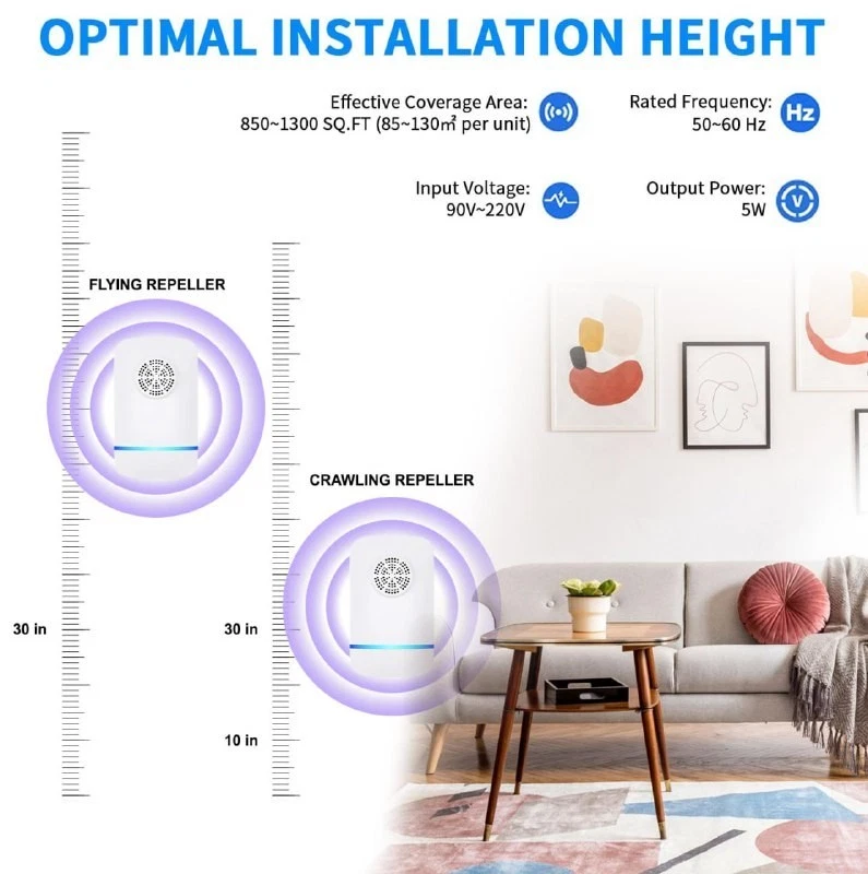 6 piezas Repelente Ultrasónico Control de Plagas Repelente Electrónico Insectos Plagas Foto 3 de 4