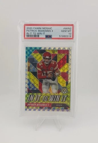 PSA 10 2020 Panini Mosaic #WIN2 Patrick Mahomes II "In It To Win It" PSA 10