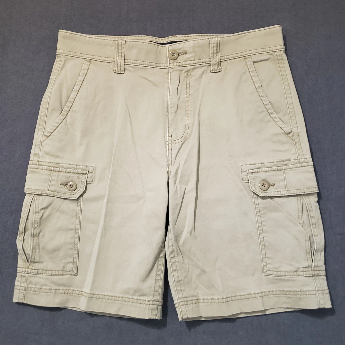 Short Cargo St John's Bay Beige Homme Taille 50 (big & Tall) - Entrejambe 25 Cm - Coton Stretch