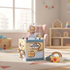Travel-Friendly Montessori Activity Cube - Learning Toy for 12  + Toddlers