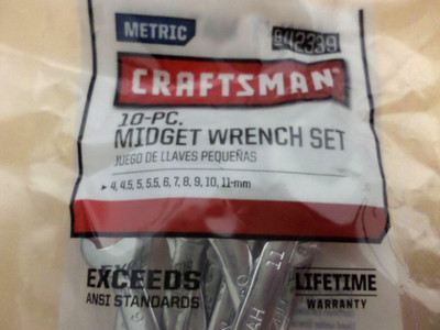 NEW Craftsman 10 Midget Ignition Wrench Set, Metric 4-11 mm, Small/Mini Wrenches