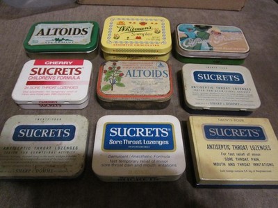 lot of collectible tins vintage Altoids Smith Kendon London tin 5 sucrets 3 more