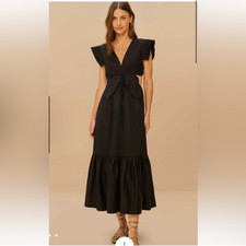 Farm Rio Black Butterfly Midi Dress