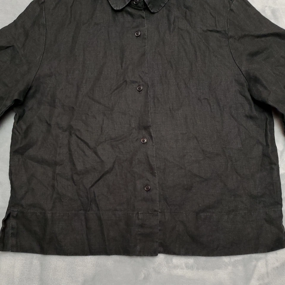 Camisa De Colección Westbound Para Mujer Mediana Negra 100% Lino Clásica Cómoda Informal Top Foto 2 de 4