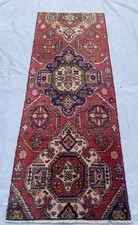 Vintage Worn Hand Made Traditional Oriental Wool Red Rug 182 X 65 CM
