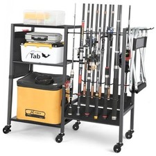 Fishing Rod Holder, Fishing Pole Holders for Garage Boat Home Black,12 Rods