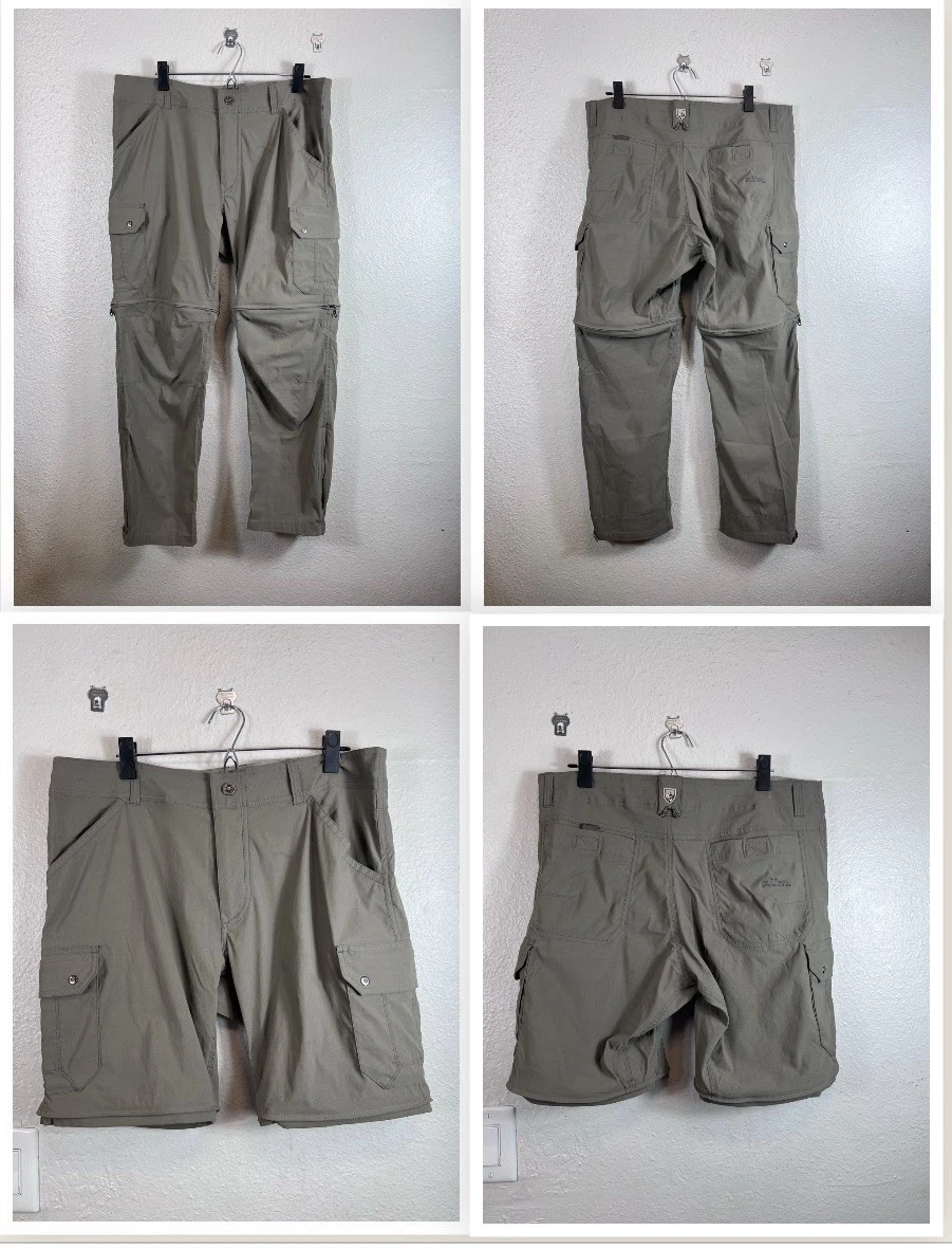 Kuhl Renegade Cargo Convertible Stealth Pants Mens 36x32 Khaki Hiking Outdoor