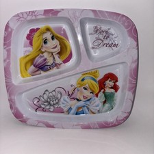 DYSNEY PRINCESS 3 SECTION TODDLER PLATE Ariel Rapunzel Cinderella