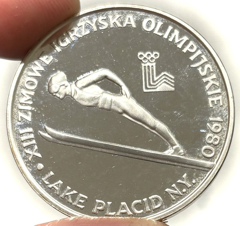 1980 Silver Poland 200 Zlotys 17.6 Grams Winter Olympics Proof Coin Warsaw Mint