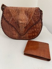 Genuine Vintage Alligator Purse Handbag And Wallet