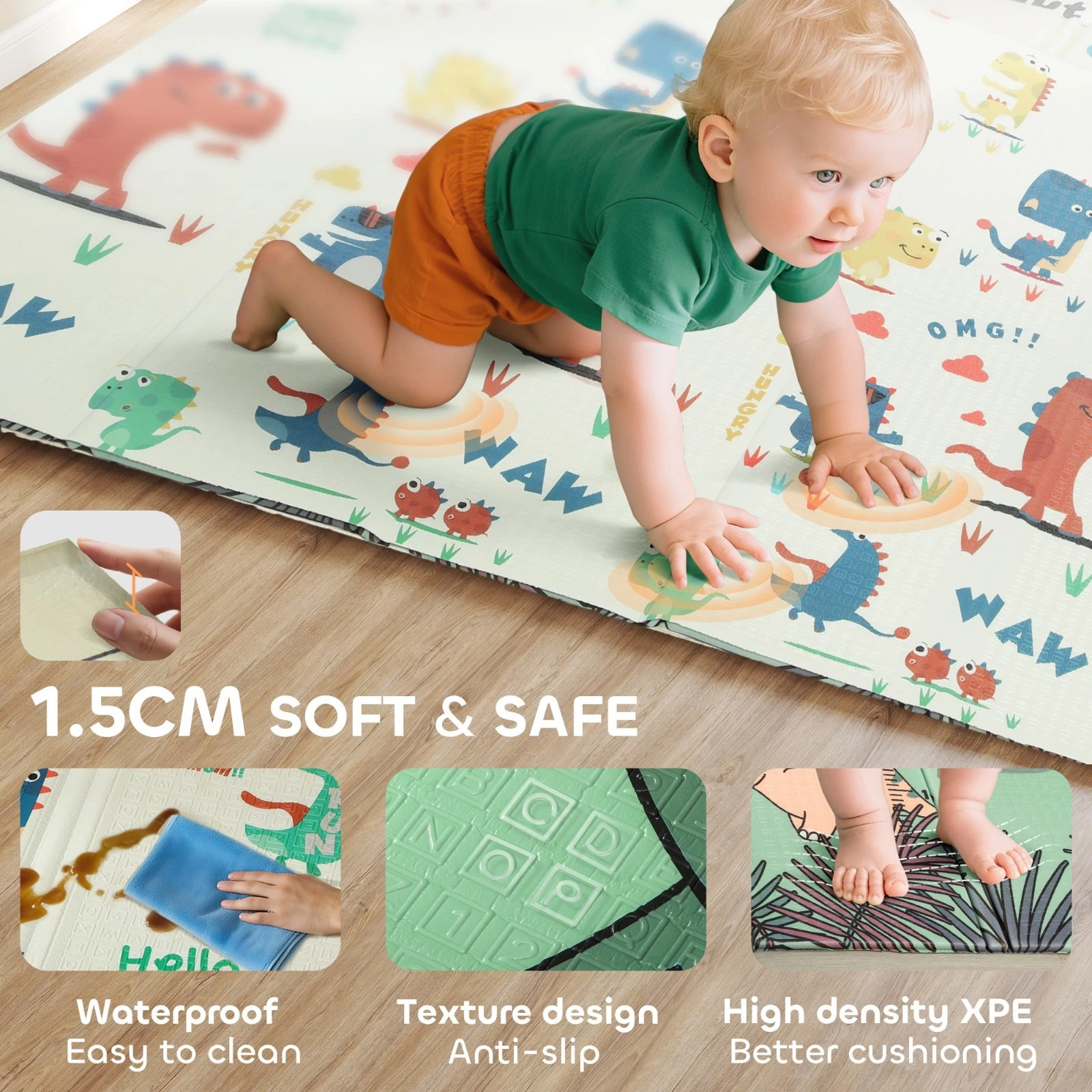 Baby Play Mat Foldable XPE Foam Crawling Mat for Toddlers & Infants