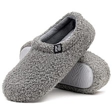 Women's Teddy Fleece Closed Back Indoor Slipper 7-8 Dark Gray