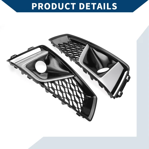 Fits AUDI A4 B9 S4 2018-20 Honeycomb Bumper Grill Fog Light Grille Glossy Black - Picture 7 of 8