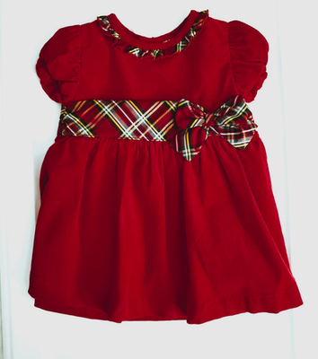 christmas corduroy dress Christmas Tree Smocked Red Corduroy Dress by Classic Whimsy - Girls Dresses