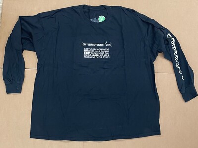 TRAVIS SCOTT CACTUS JACK X FRAGMENT LOGO LS L/S TEE T SHIRT BLACK