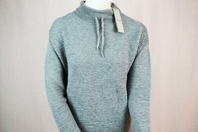 Comma Damenpullover Sweater -mit Kordeln und Stehkragen- Grau Rippstruktur Gr. S