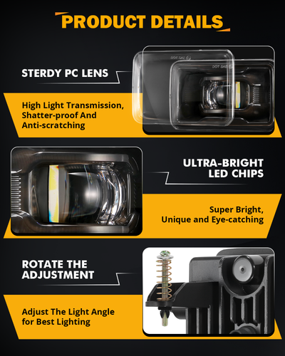 DOT 48W 4" LED Fog Light w Patented Amber Ambient Light For Ford F150 2015-2020 - Picture 4 of 12