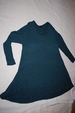 Womens EMERALD GREEN L/S SHIFT DRESS Hi-Low LIGHTWEIGHT Rue 21 SIZE 2X