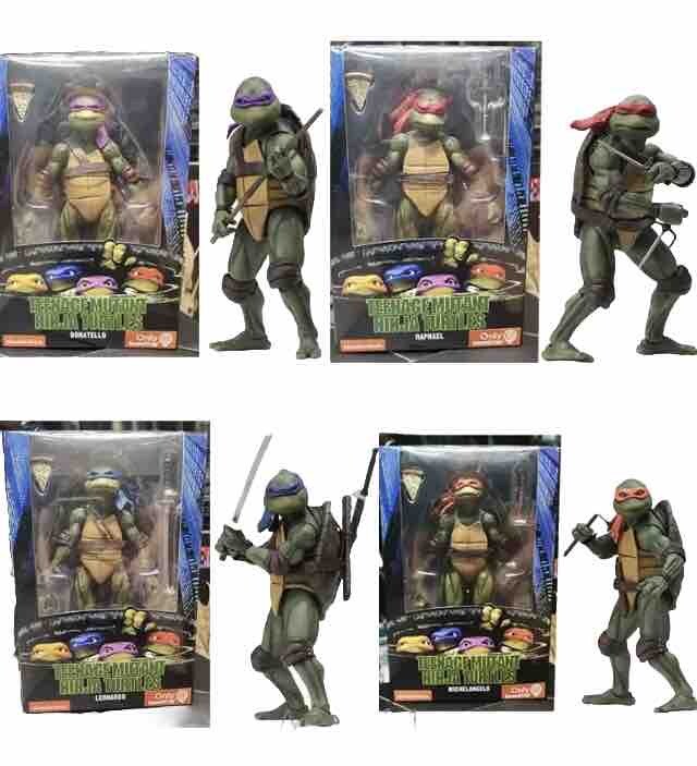 Figurines Tortues Ninja 1990 lot complet de 4 héros 18cm pour collection vintage
