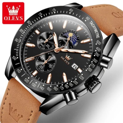 Waterproof Quartz Luminous Watch Men Luxury OLEVS Business Date Strap Men's