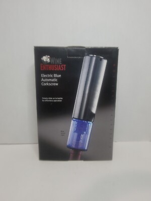 Wine Enthusiast Electric Blue Push-Button Corkscrew Automatic