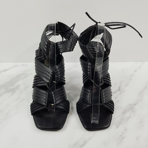 SENSO Womens Size EUR 39 Black Leather Tie Up Heels Pump Sandals Shoes - Picture 3 of 10