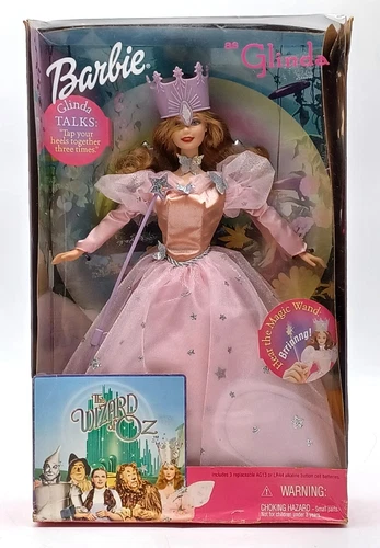 1999 The Wizard of Oz Barbie Talking Good Witch Glinda Puppe, Mattel 25813, NrfB