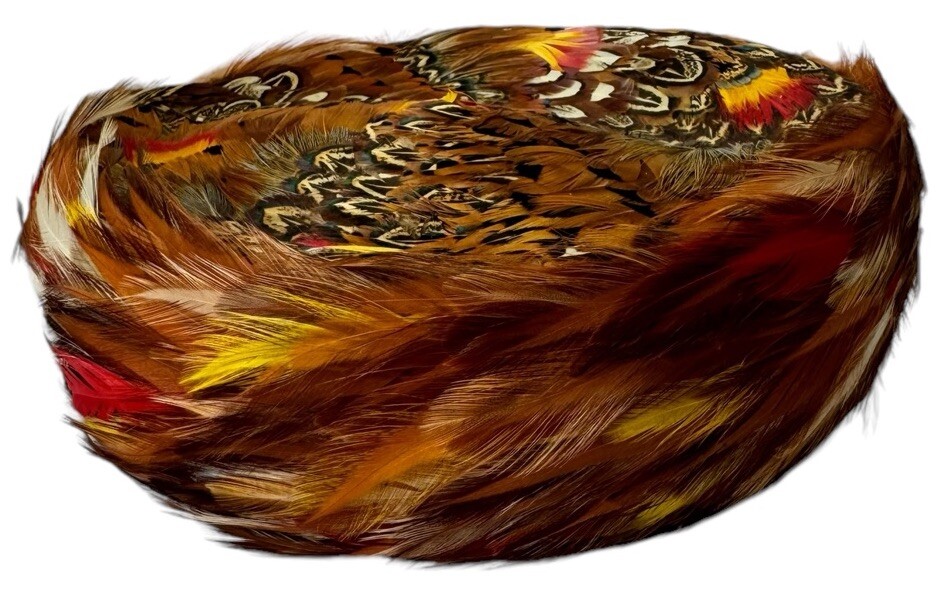 VTG Nancy McHoose Pheasant Feather Pillbox Brown/Amber Iridescent Mid-Century Vintage Modern Miss Pheasant Feather Juliest Hat USA - Etsy main image 2