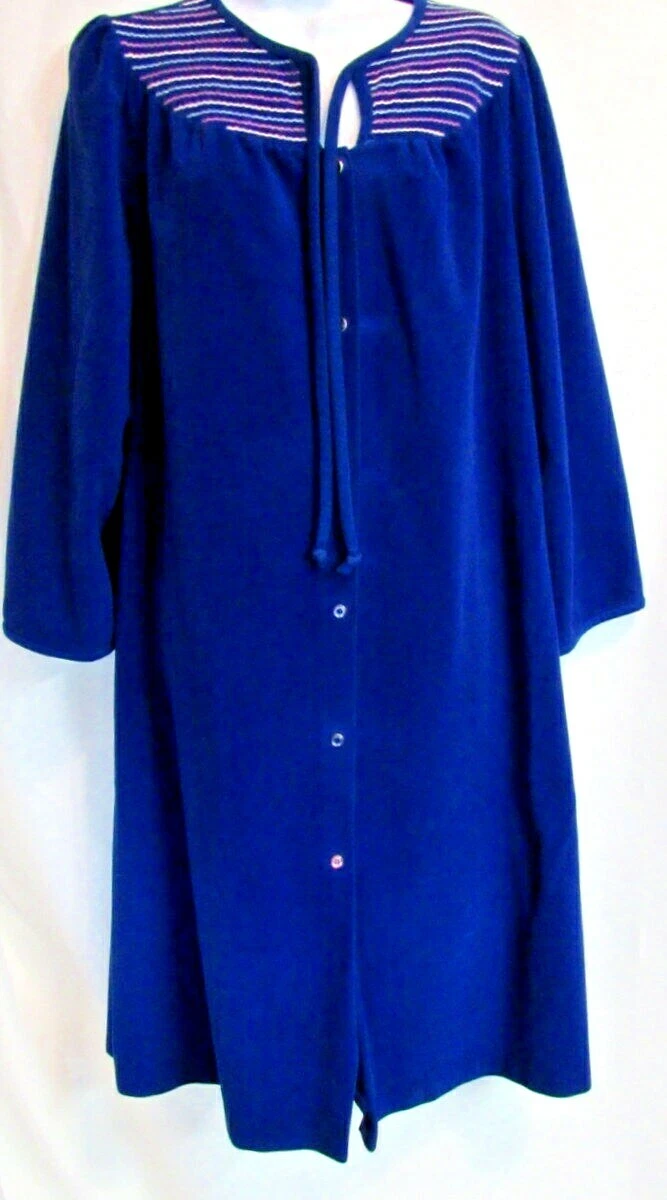 Vintage Kayser Women s Large Snap Blue Velour Duster House Coat